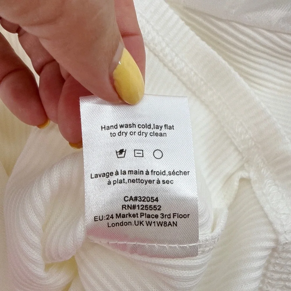 NWT Anthropologie Dolan Left Coast Ribbed Puff Sheer Sleeve Top‎ White Blouse XS
